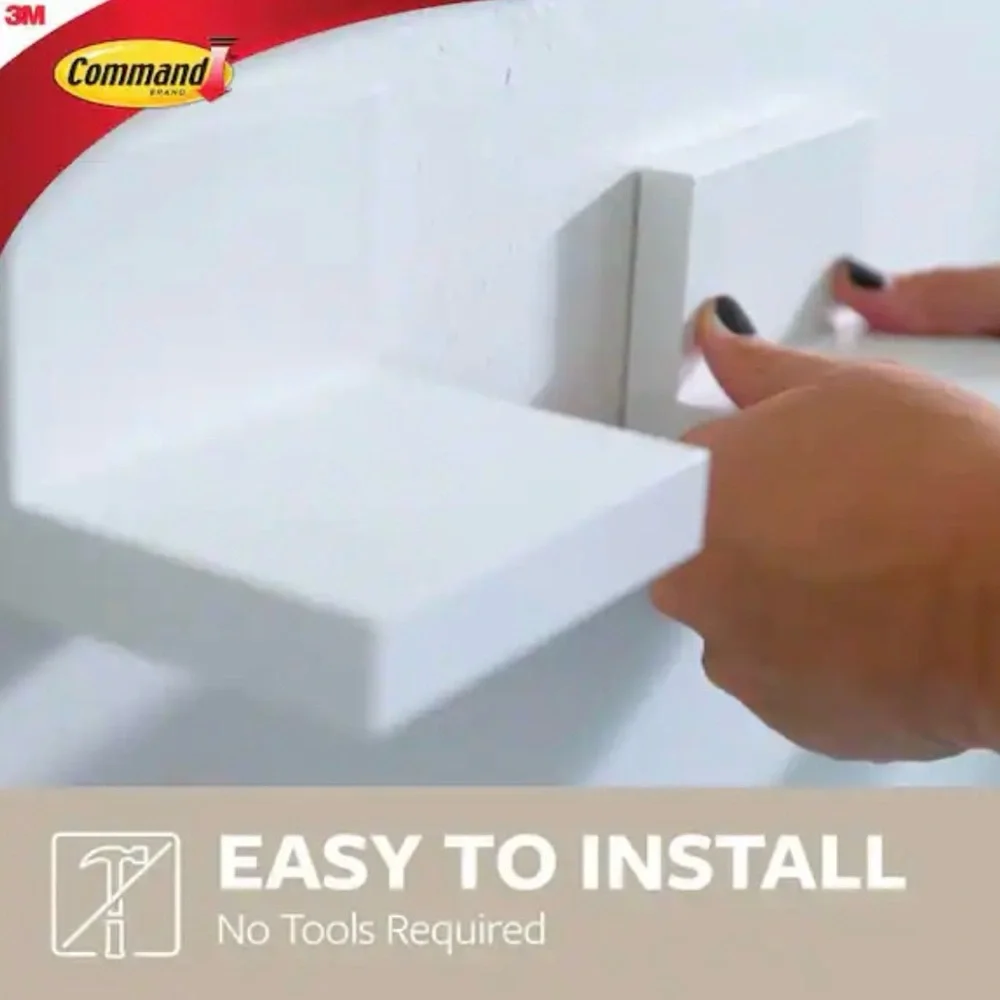 Command Quartz Wall Display Ledges 2 Pack Floating Shelves w/‎ Strips 2lb